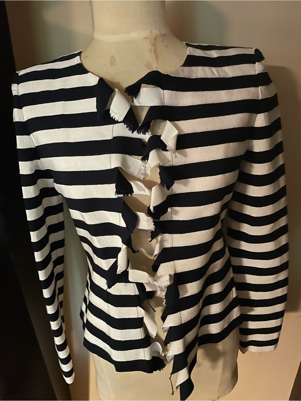 VTG OSCAR DE LA RENTA OPEN FRONT FRAYED JACKET